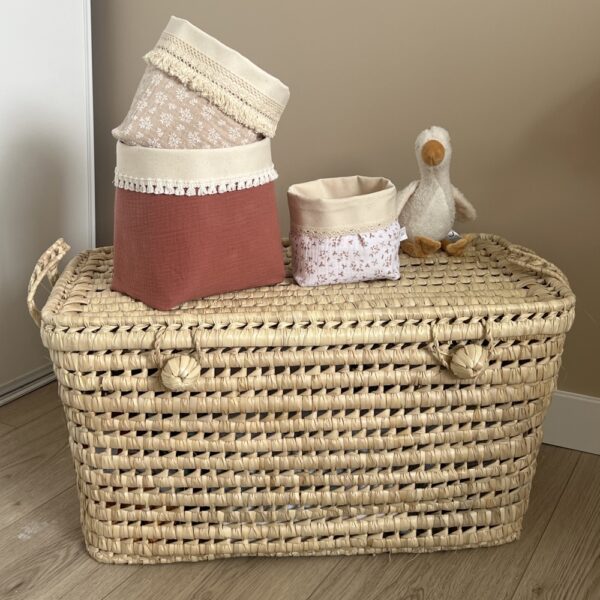 Lot de trois panier de rangement:range lingettes:decoration:enfant:bebe: maman: cadeau:naissance:cadeaudenaissance:offrir:fait main:cousu main:bonheurenfantin:lille