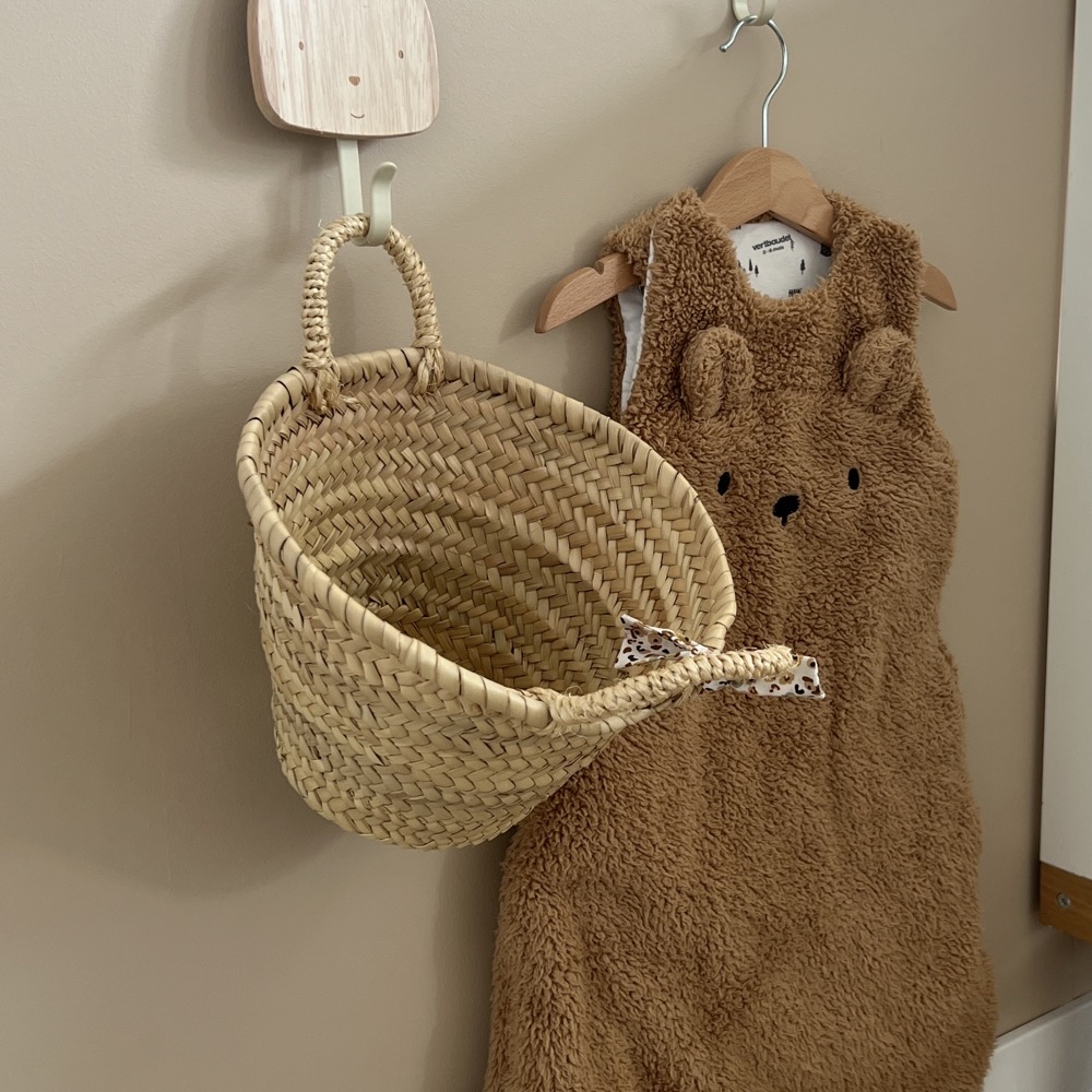 Panière de rangement Oiseaux Camel pour ranger les affaires de bébé.