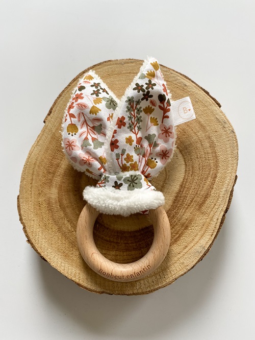 Hochet De Dentition Oreilles De Lapin Tissu Bonheur Enfantin